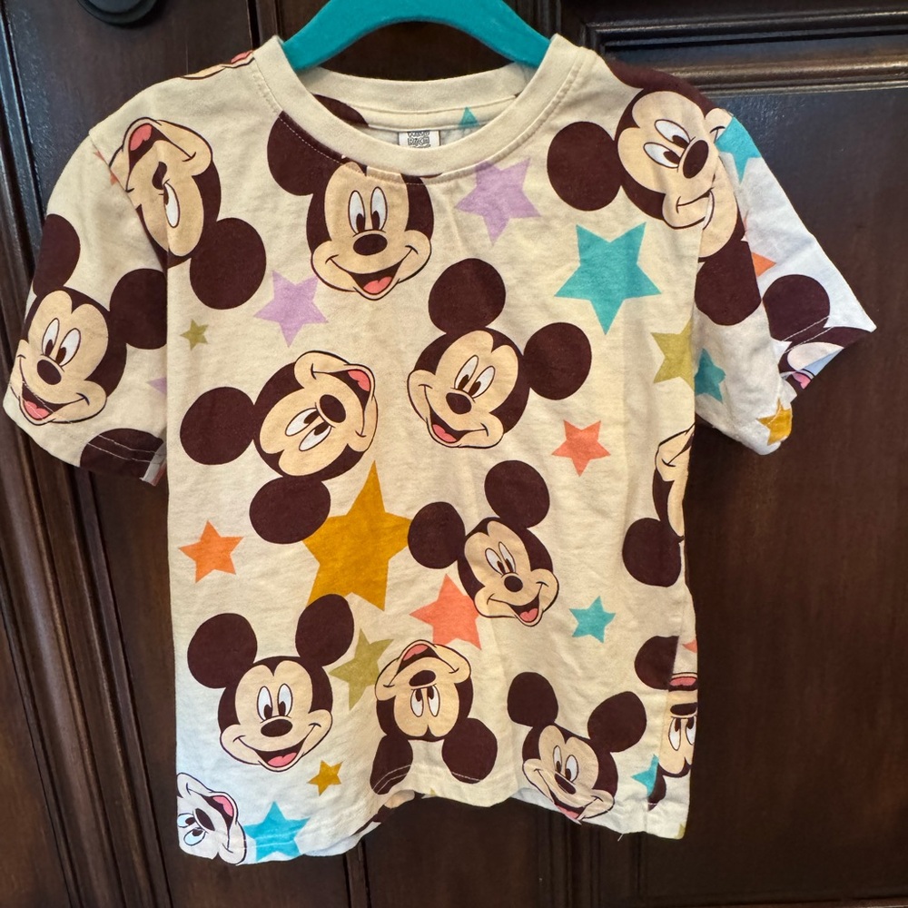 Disney Mickey Mouse Kids T-Shirt - Cream and Brown
